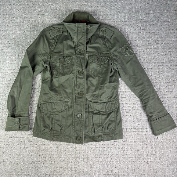Fox Jackets & Blazers - Fox Racing Jacket Military Style Zip & Button Army Green Logo Women's Size Small